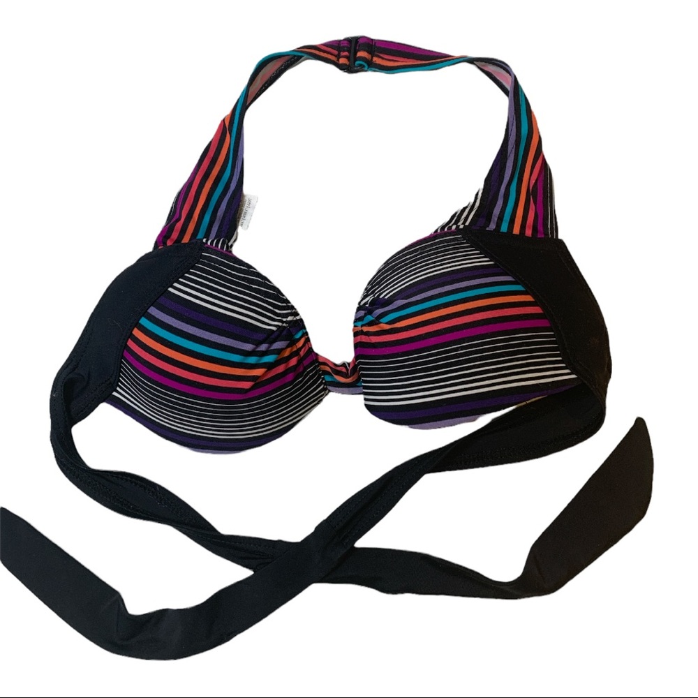 CLUB OCEAN Black and Striped Swimmers Top Size 8
